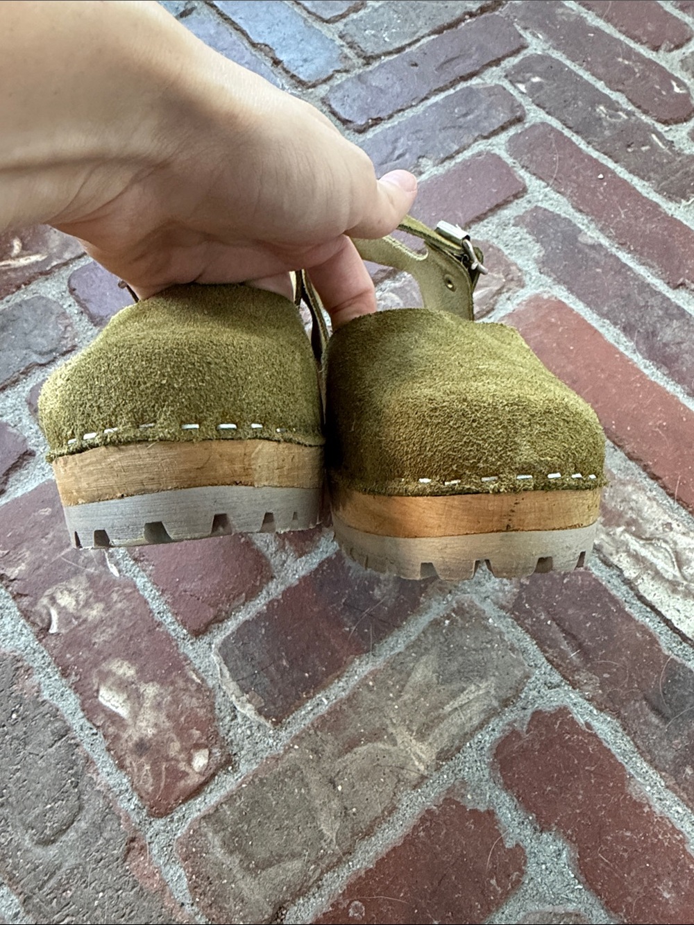 MIA Abba Swedish Clogs Olive Green Mary Jane Platform - Picture 5 of 9